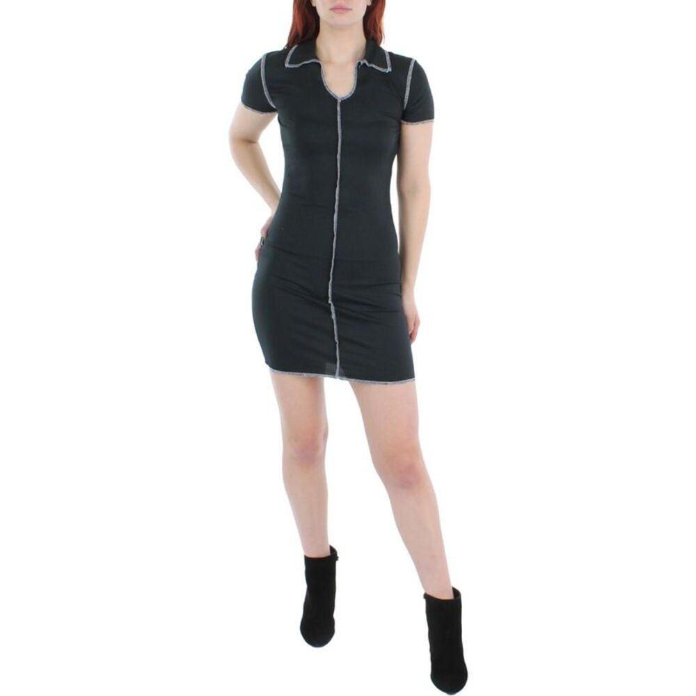 NO COMMENT Black Short Sleeve Short Dress XL
